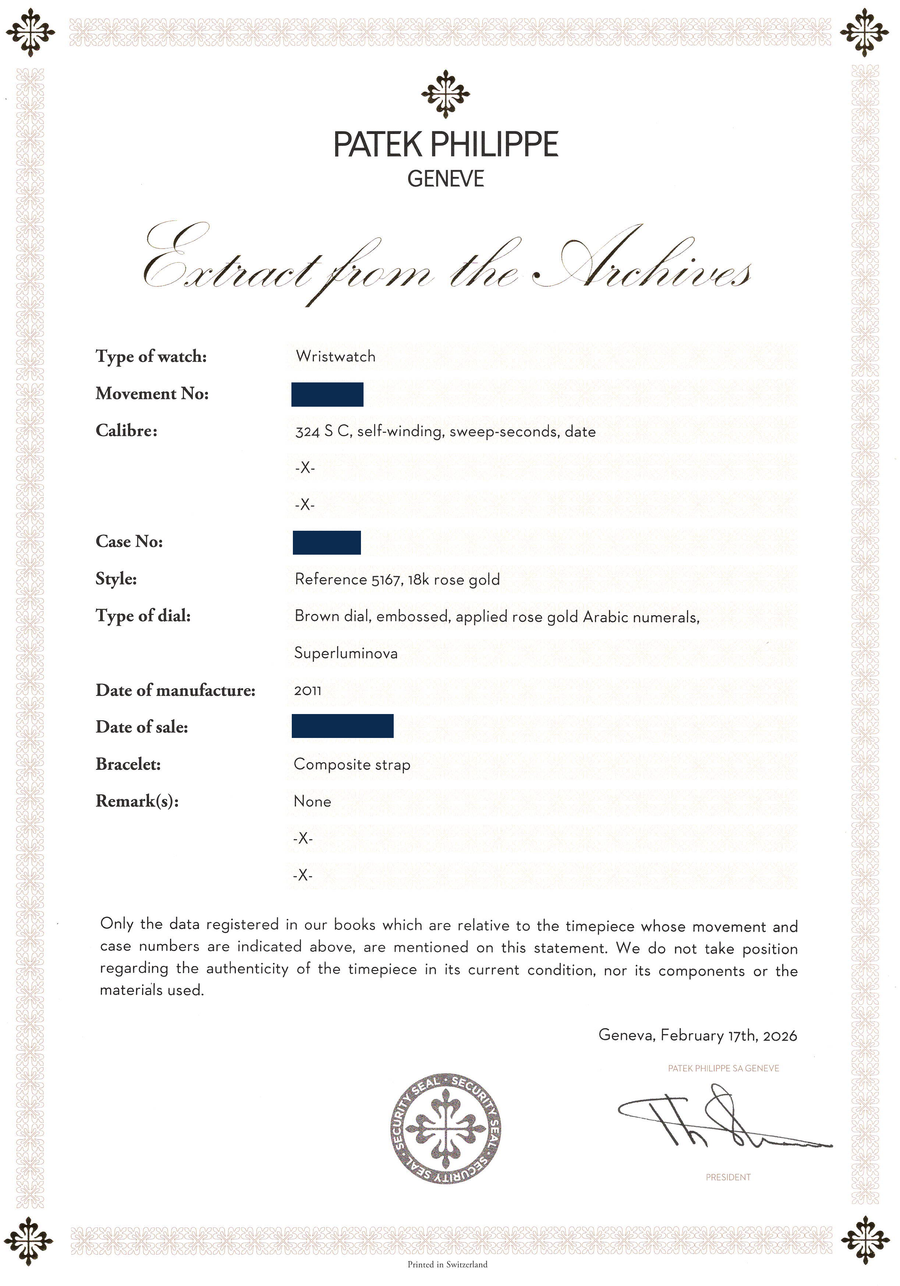 PAPERS MINT 5167R Patek Philippe Aquanaut Rose Gold Brown 40mm Tropical Watch Box