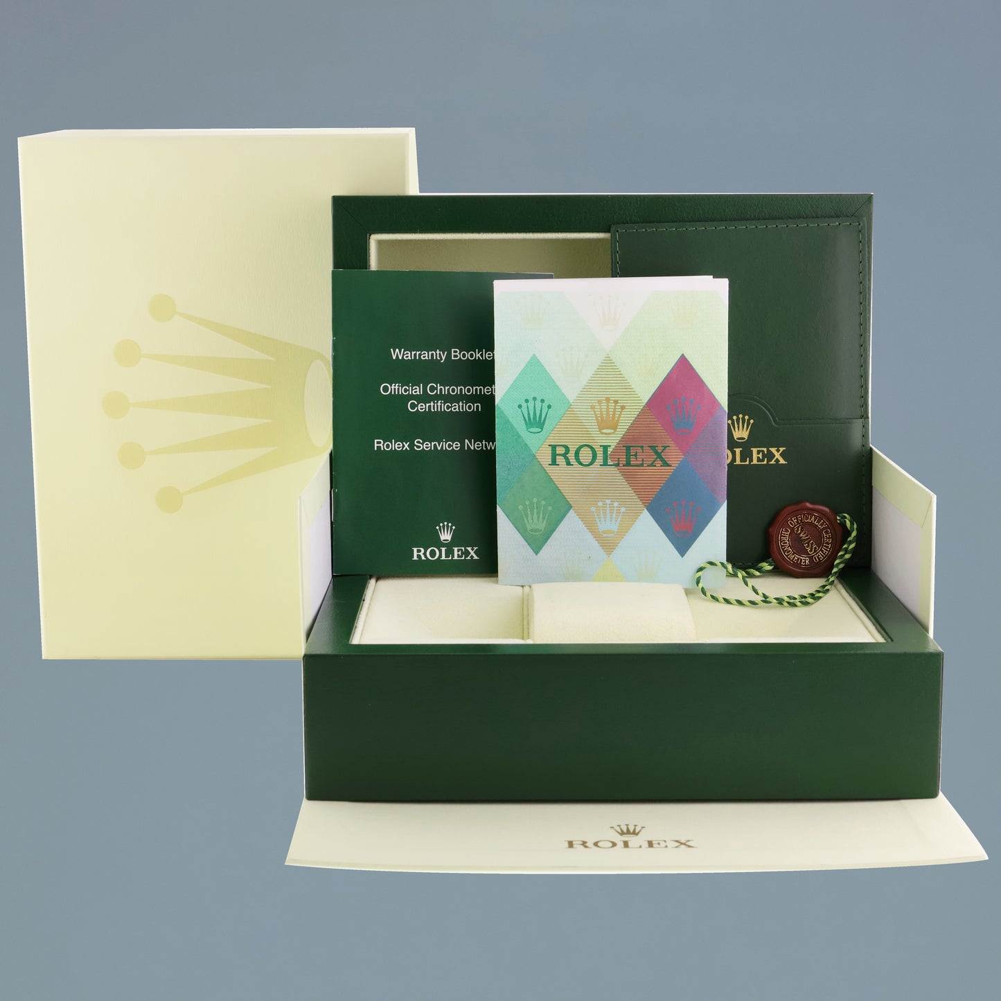 PAPERS Flat 4 Rolex Kermit F Serial Green Anniversary Submariner 16610LV Watch Box