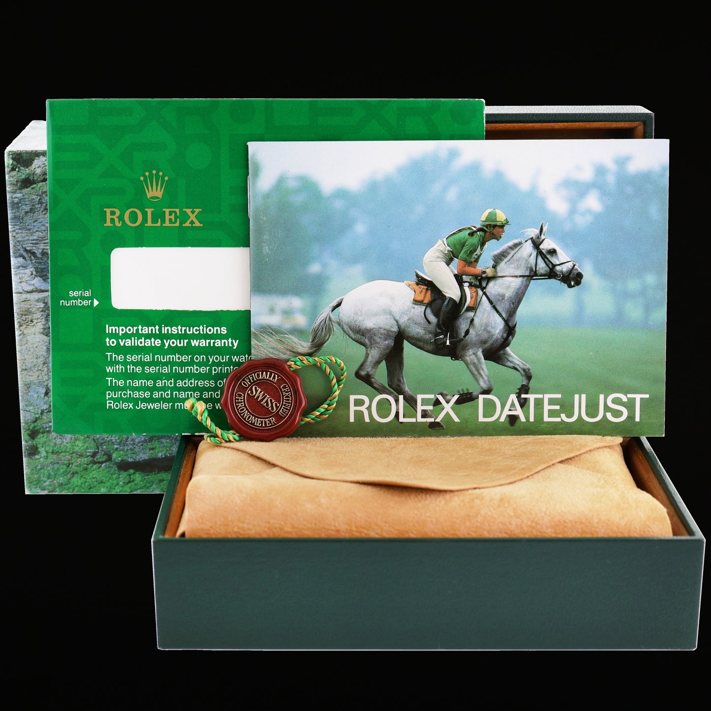 MINT Rolex DateJust 16233 Two Tone Yellow Gold Jubilee Black Stick Watch Box