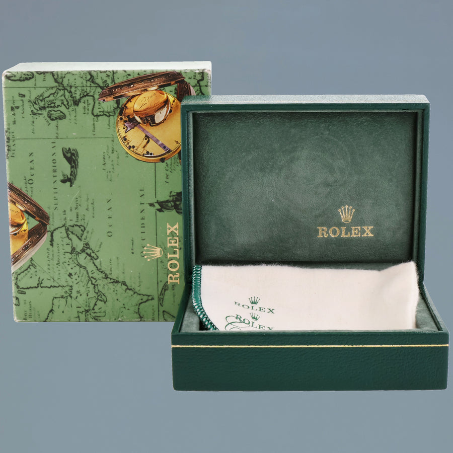 Rolex Date 34mm 1503 Yellow Gold Black Stick Leather Watch Box