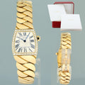 PAPERS Cartier WE60040H La Dona 18k Yellow Gold 2903 Diamond Silver Roman Dial Ladies 22mm Watch