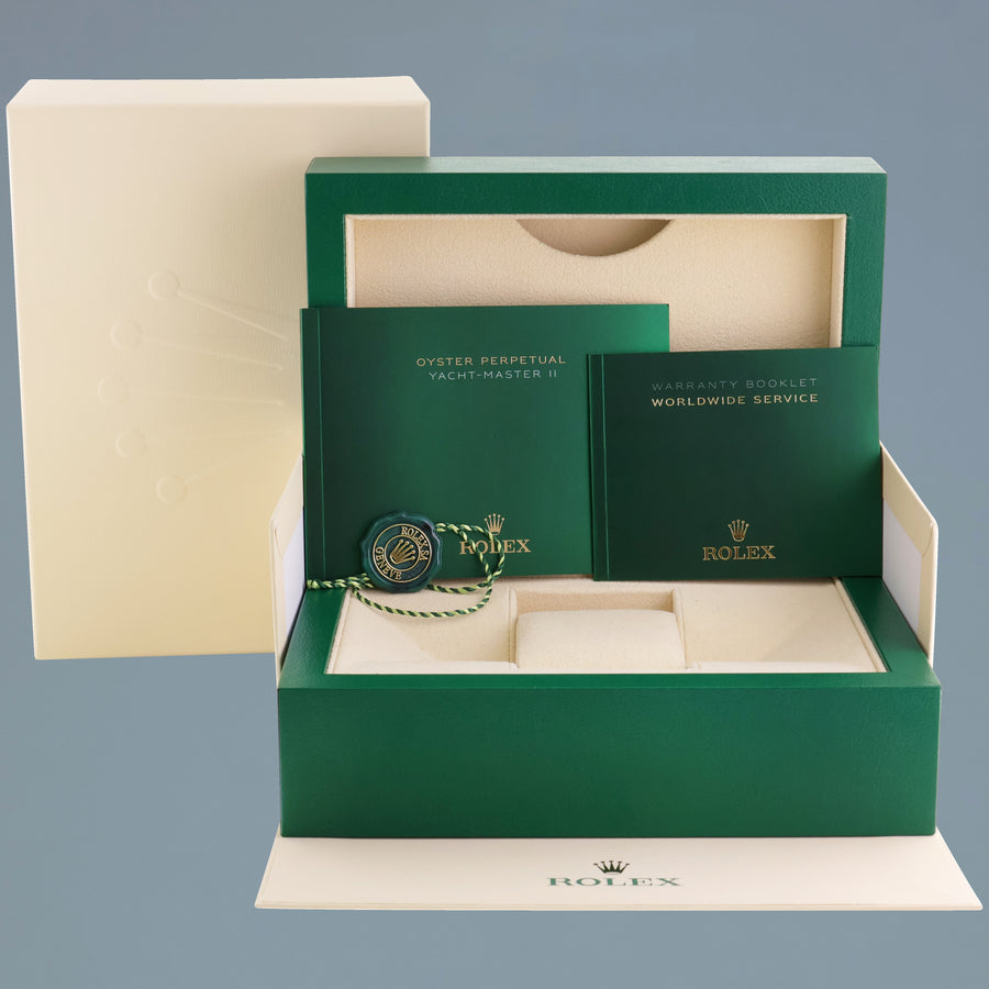 2017 MINT Rolex Yacht-Master II 116681 Steel Everose Gold Blue Hands 44mm Watch Box