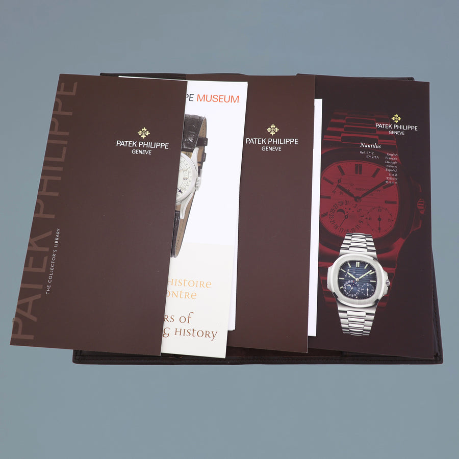 NOS NEW PAPERS Patek Philippe Nautilus Moonphase Rose Gold 5712R Leather Watch Box