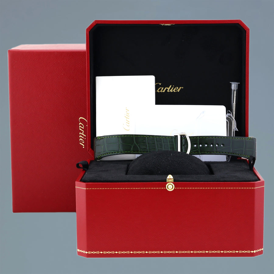 2025 NEW PAPERS Cartier Santos WSSA0062 Steel 4072 Green Dial 40mm Watch Box