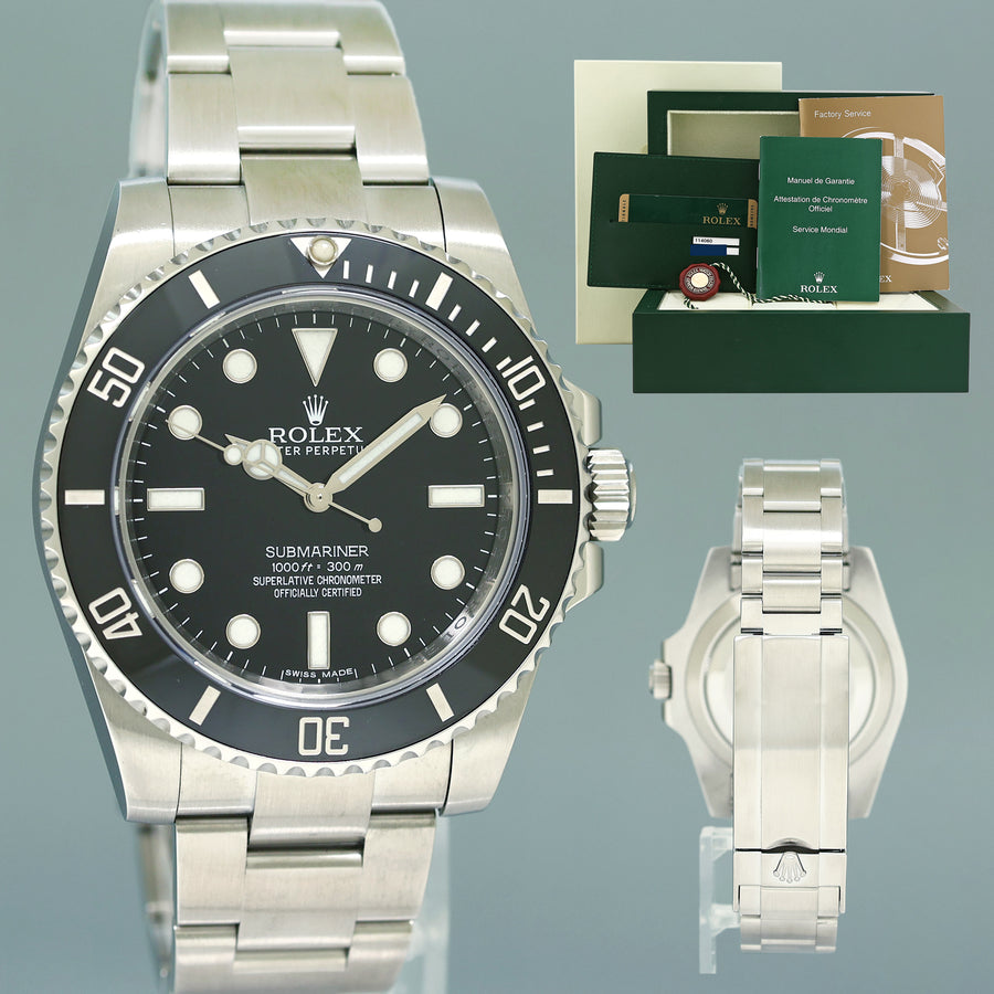 MINT 2014 PAPERS Rolex Submariner No Date 114060LN Steel Black Ceramic Watch Box