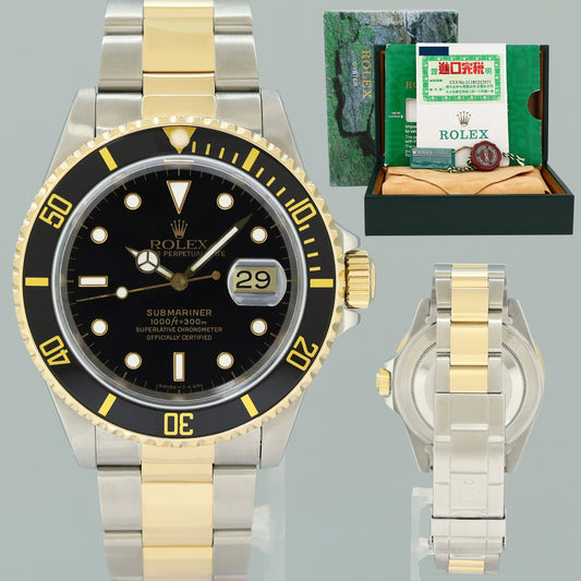 PAPERS MINT Rolex Submariner 16613LB Gold Steel Two Tone Yellow Gold Watch Box