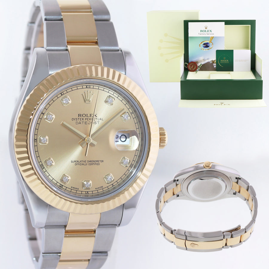 2025 RSC PAPERS Rolex Datejust II 2 Champagne Diamond 116333 Two-Tone Gold Watch