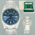 2022 NEW PAPERS Rolex 116400GV Milgauss Blue Anniversary Green Steel Watch Box