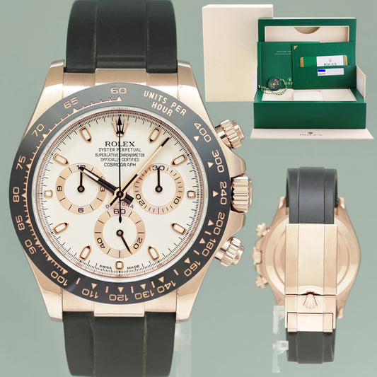 MINT PAPERS Rolex 116515LN Oysterflex Daytona Rose Gold Ivory Dial Ceramic Watch Box