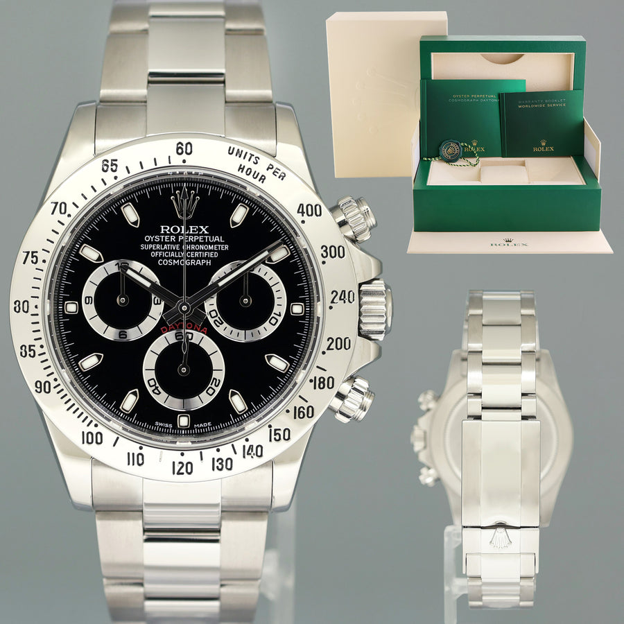 MINT 2012 Rolex Daytona 116520 Black Dial Steel Chronograph 40mm Watch Box