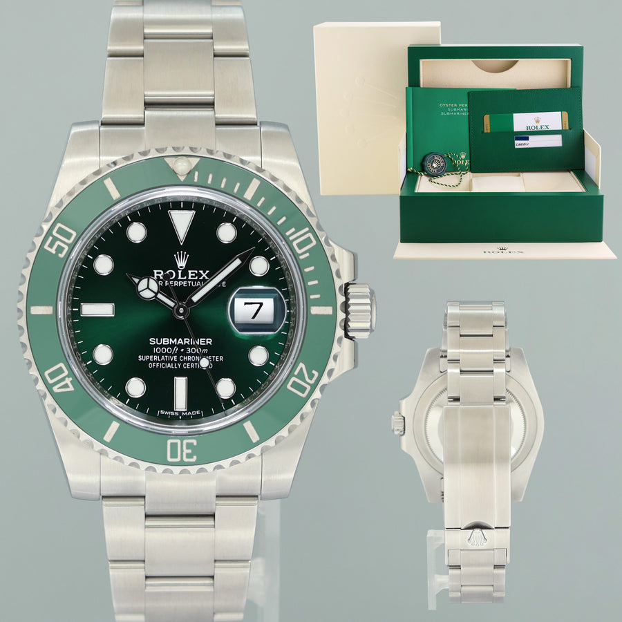 MINT 2019 PAPERS Rolex Submariner Hulk 116610LV Green Dial Ceramic Watch Box