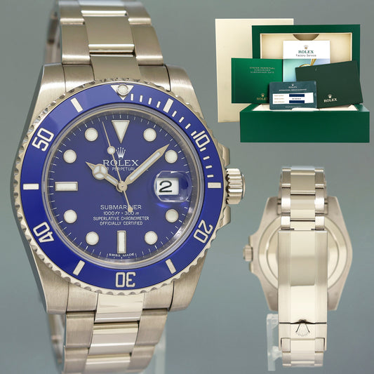2021 RSC PAPERS Rolex Submariner Blue Smurf 116619 White Gold 40mm Watch Box
