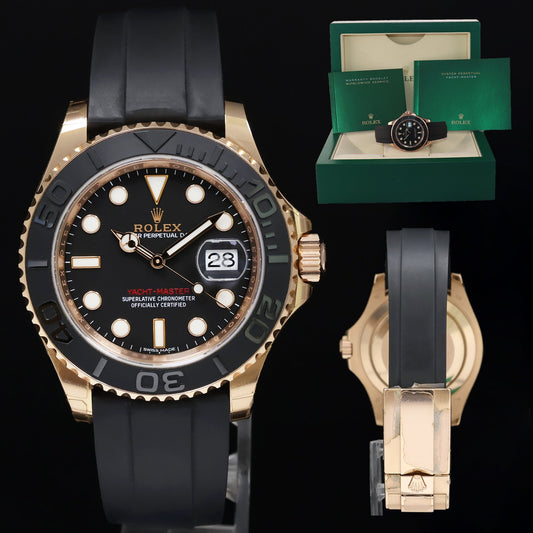 MINT 2017 Rolex Yacht-Master 116655 Everose Gold 40mm Black Oysterflex Watch Box