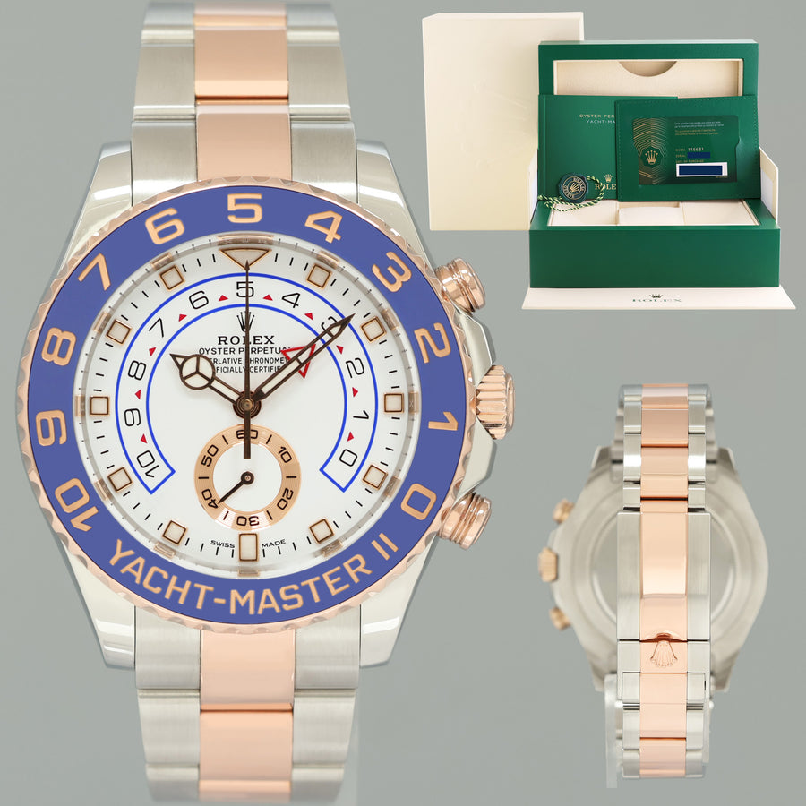 2023 NEW PAPERS Rolex Yacht-Master II 116681 Steel Everose Gold Mercedes Hands Watch Box