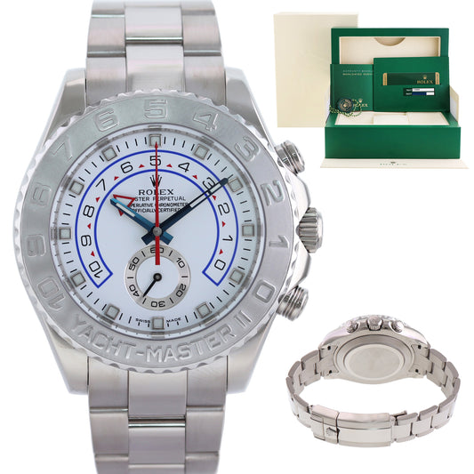 2015 PAPERS MINT Rolex Yacht-Master 2 White Gold Blue Hands 44mm 116689 Watch Box
