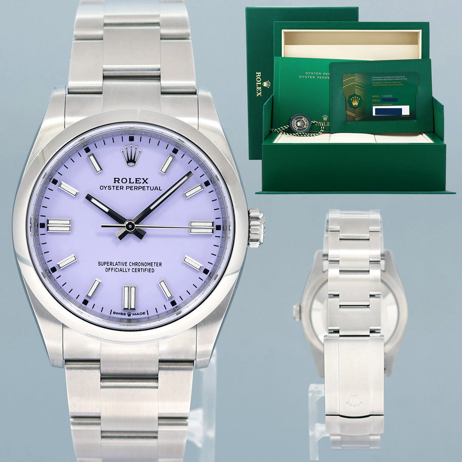 2025 NEW PAPERS Rolex Oyster Perpetual 126000 36mm Lavender Dial Watch Box
