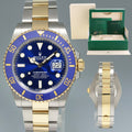 2022 MINT Rolex 126613LB Submariner 41mm Blue Two Tone Yellow Gold Watch