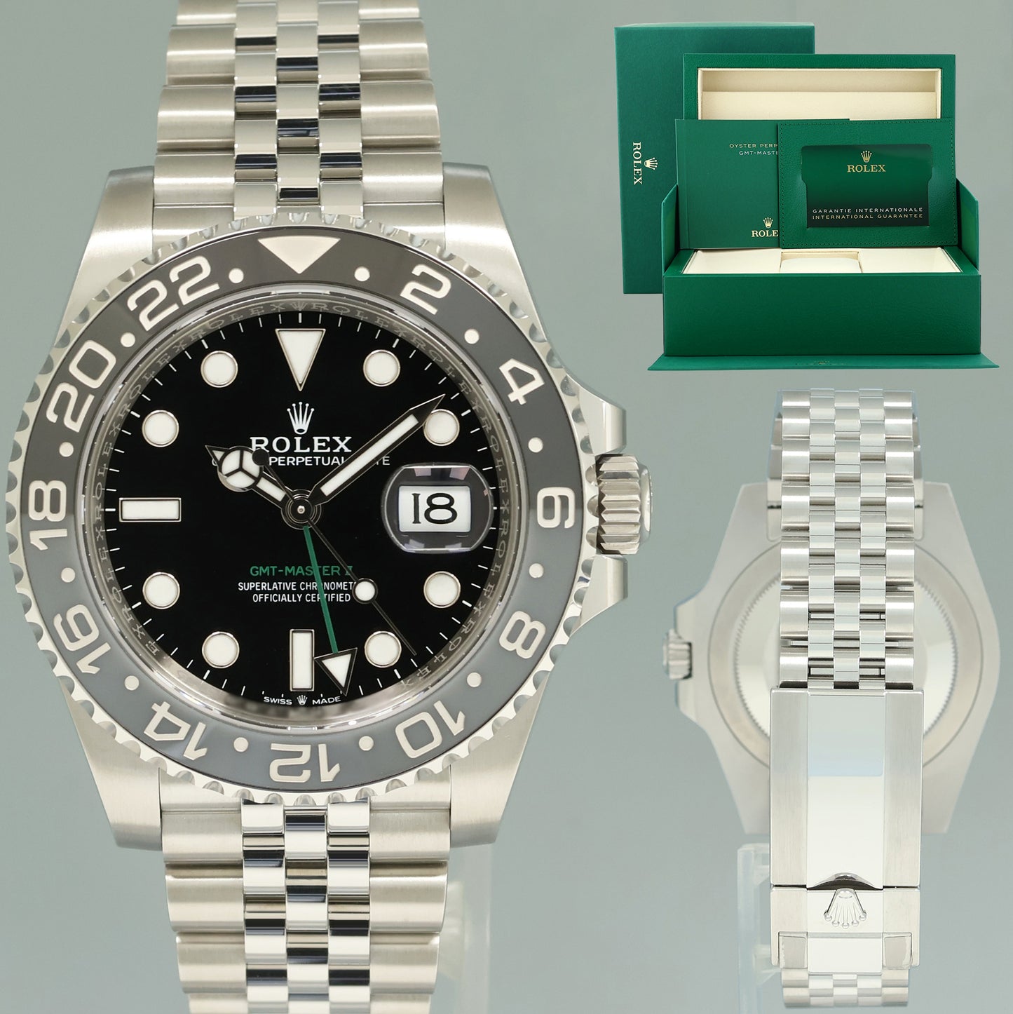 2025 NEW PAPERS Rolex GMT Master II Bruce Wayne 40mm Jubilee 126710 GRNR Watch Box