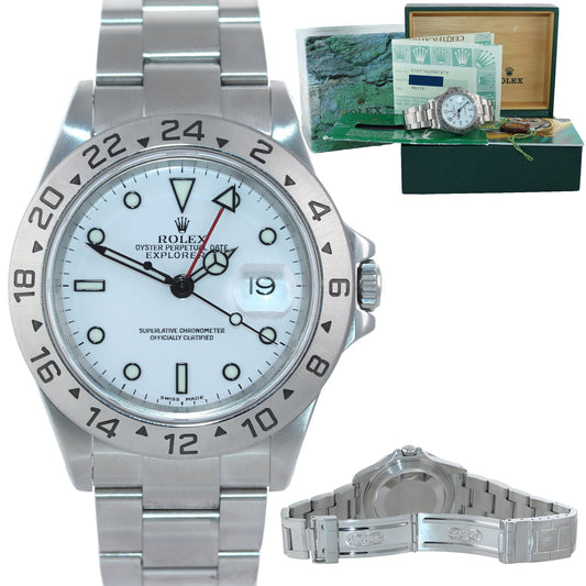 MINT 2002 PAPERS Rolex Explorer II White 16570 40mm Polar GMT Watch Box
