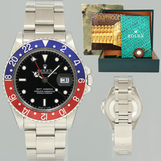 1988 MINT Rolex GMT-Master Pepsi Blue Red 40mm Steel 16750 Watch Box