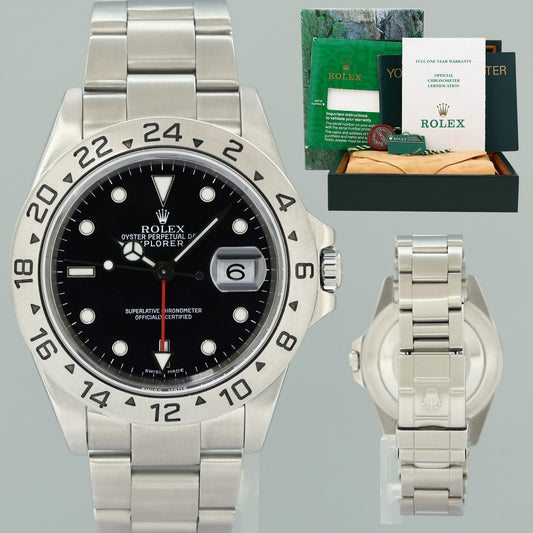 MINT PAPERS 2000 Rolex Explorer II 16570 Stainless Steel Black Dial GMT 40mm Watch Box