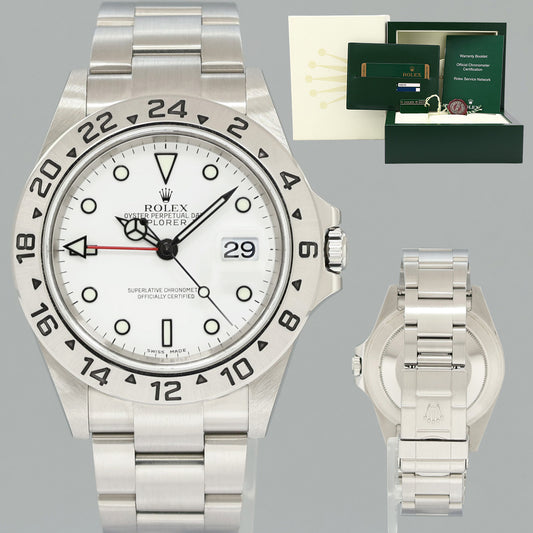 2008 PAPERS MINT Rolex 16570 Explorer II White 40mm No Holes Polar GMT Watch Box