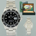 MINT 1996 Rolex Submariner Date Tritium 16610 Steel Black 40mm Oyster Watch Box