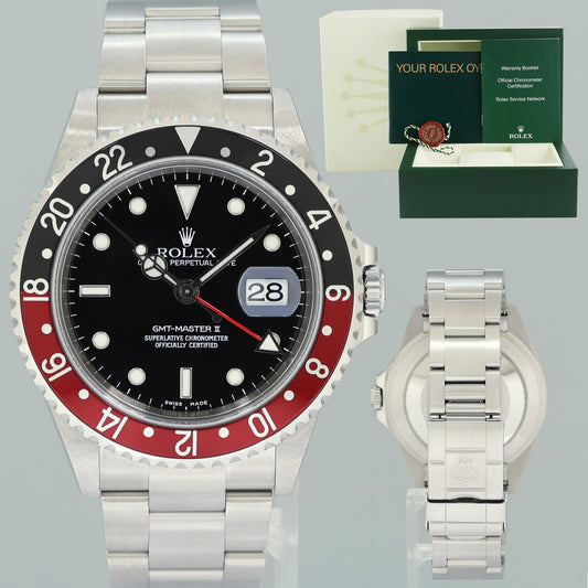 2005 MINT Rolex 16710 GMT-Master II Coke Red Black Steel 40mm Watch Box