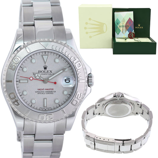 2005 MINT PAPERS Ladies Rolex Yacht-Master 168622 35mm Stainless Steel Platinum Watch Box