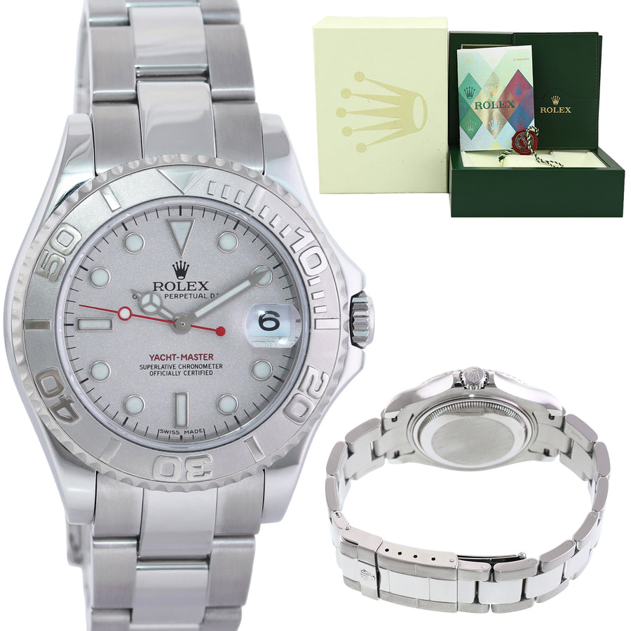 2005 MINT PAPERS Ladies Rolex Yacht-Master 168622 35mm Stainless Steel Platinum Watch Box