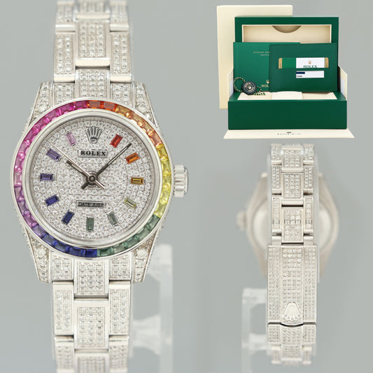 PAPERS DIAMOND SAPPHIRE Rolex Oyster Perpetual 26mm Diamond Dial 176200 Watch Box