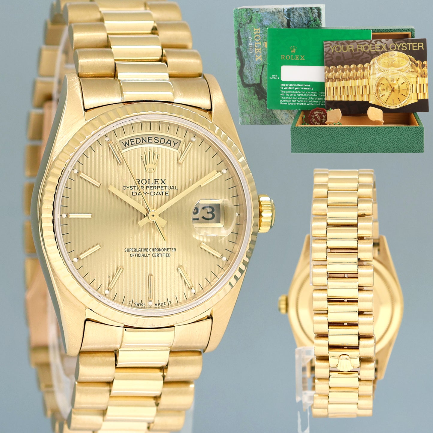 Rolex President Day Date Champagne Roman 18238 Double Quick Set Yellow Gold Watch