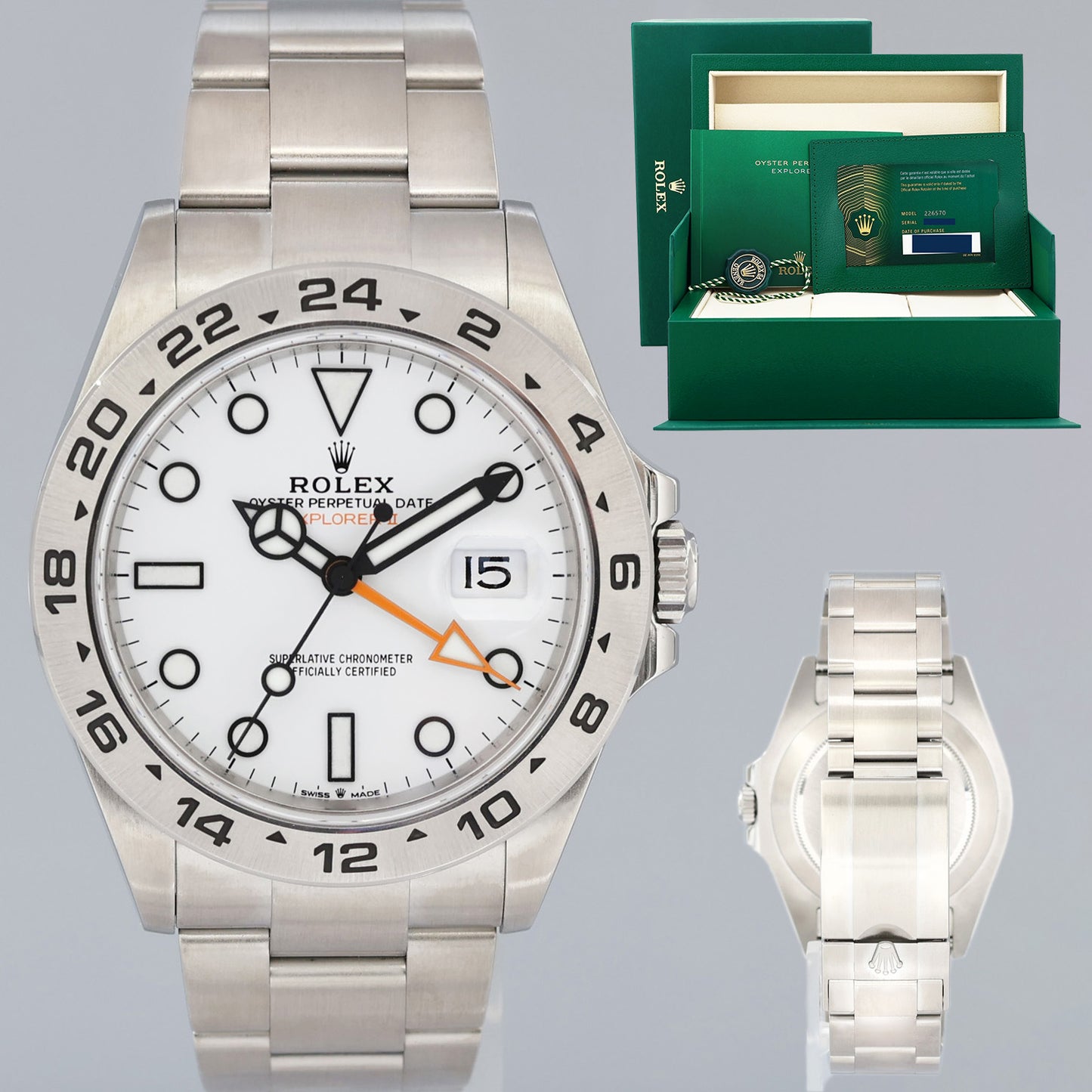 2026 NEW PAPERS Rolex 226570 Explorer II White Polar Steel Date 42mm Watch Box