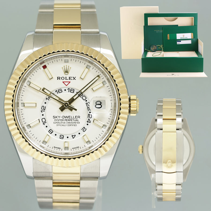 MINT Papers Rolex Sky-Dweller 326933 Two Tone Gold Steel White 42mm Oyster Watch Box