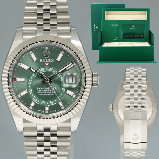 2025 NEW PAPERS Rolex 336934 Sky-Dweller Steel Green Jubilee 42mm Watch Box
