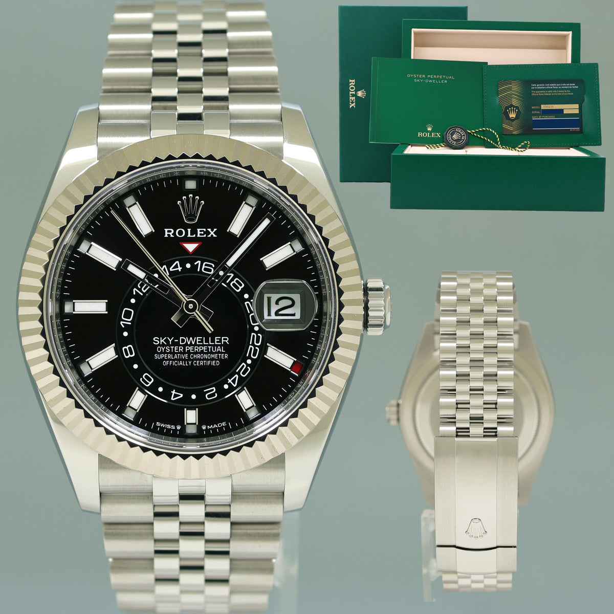 2026 NEW PAPERS Rolex 336934 Sky-Dweller Steel Black Jubilee Fluted Watch Box