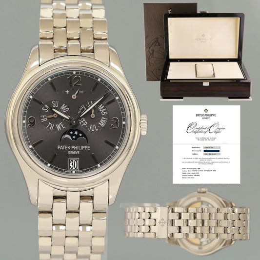MINT PAPERS Patek Philippe 5146G White Gold Annual Calendar 39mm Grey Moon Watch