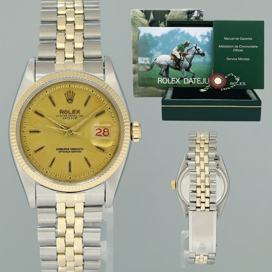 Rolex Datejust 6605 Yellow Gold Two Tone Jubilee Champagne Watch Box