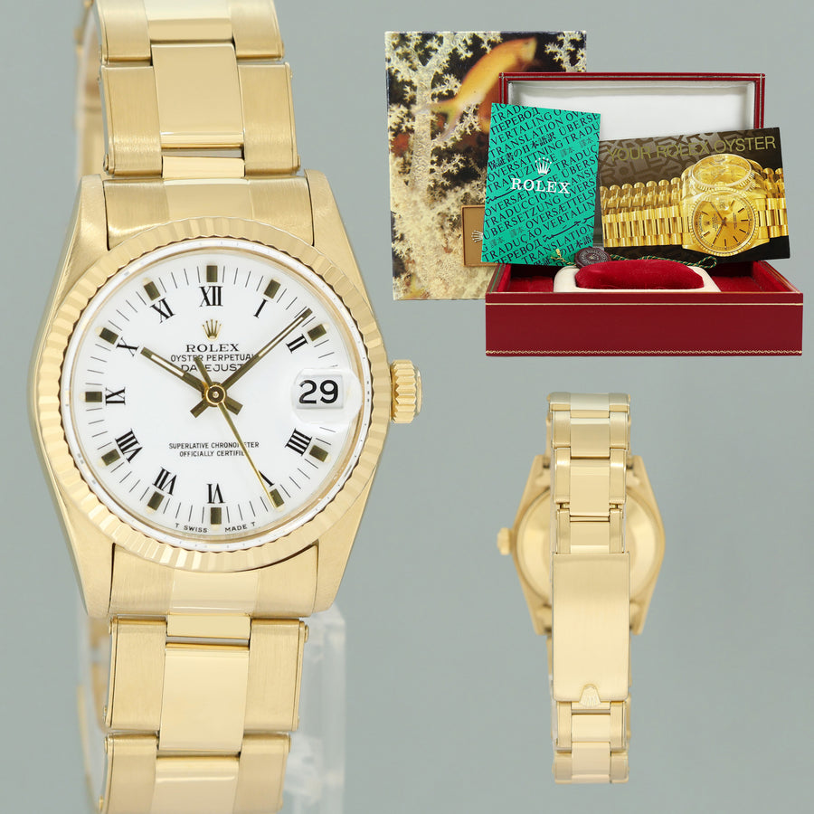 MINT Ladies Rolex 68278 Yellow Gold 31mm Midsize Datejust Oyster Watch
