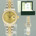MINT PAPERS Ladies Rolex DateJust 26mm 69173 Two Tone Champagne Gold Jubilee Watch