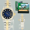 Diamond Ladies Rolex DateJust 26mm 69173 Two Tone Gold Jubilee Blue Vignette Watch