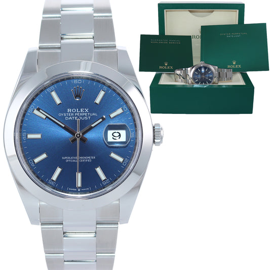 2024 MINT Rolex DateJust 41 Steel 126300 Blue Dial Oyster 41mm Watch Box