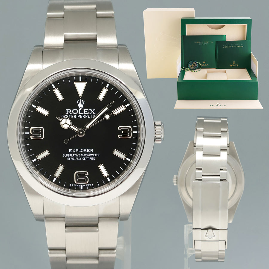 2015 MINT Rolex 214270 Explorer 1 Black Arabic MK1 Dial Steel 39mm Oyster Watch Box