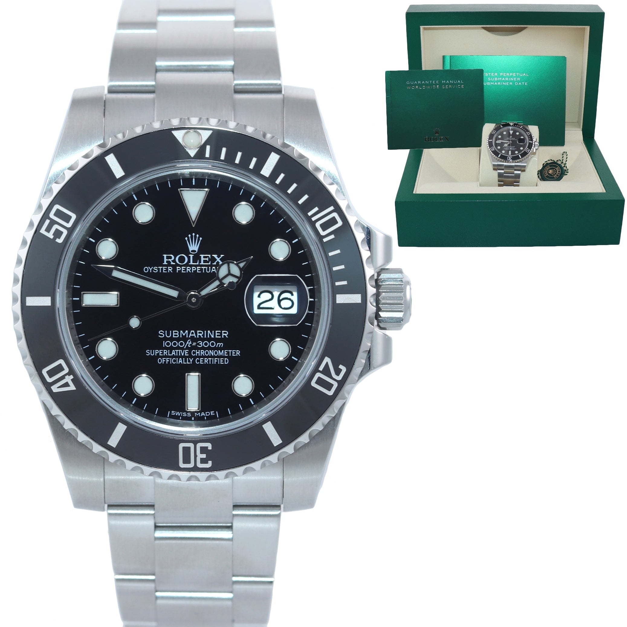 MINT 2016 Rolex Submariner Date 116610 Steel Black Ceramic Bezel 40mm Watch Box