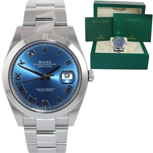 MINT 2023 Rolex DateJust 41 Steel 126300 Blue Roman Dial Oyster Watch Box