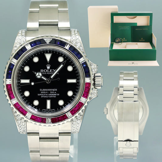 2015 MINT Rolex Submariner Date 114060 Diamond Sapphire Steel Ceramic Watch Box