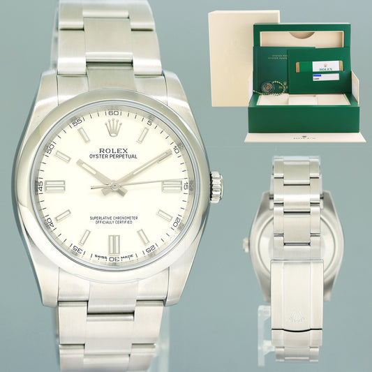 2018 MINT PAPERS Rolex 36mm Oyster Perpetual 116000 Rhodium Stick Steel Watch Box
