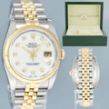 PEARL DIAMOND 2008 MINT Rolex DateJust 36mm Jubilee Two Tone Gold 116233 Watch