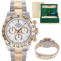 2022 NEW PAPERS Rolex Daytona 116503 White Chronograph Two Tone Gold Steel Watch Box