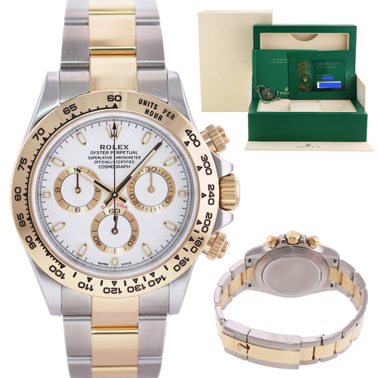 2022 NEW PAPERS Rolex Daytona 116503 White Chronograph Two Tone Gold Steel Watch Box